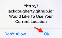 Allow Current Location screen